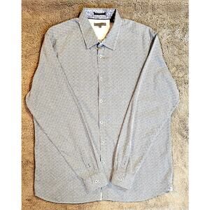 Ted Baker London Button Down Shirt, 100% Cotton, TB Sz 7  Blue/ White